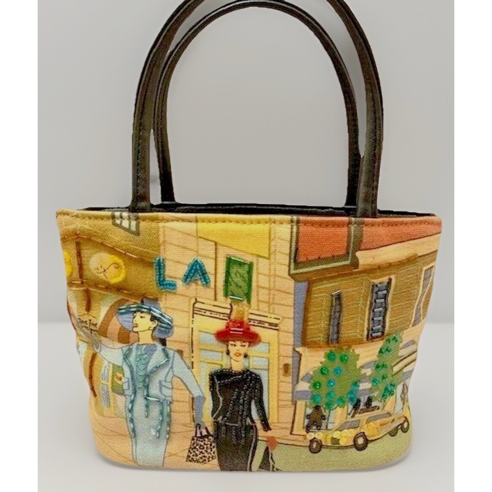 Frankie Jonnie Fashionista Chic Handbag Sequin Tote Bag Purse Preppy Embroidered